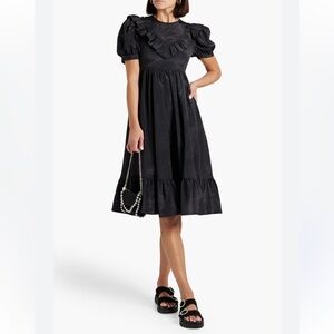 BATSHEVA May ruffled moire midi dress size 6